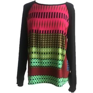 Hale Bob Size L Mixed Media Silk Printed Sweater